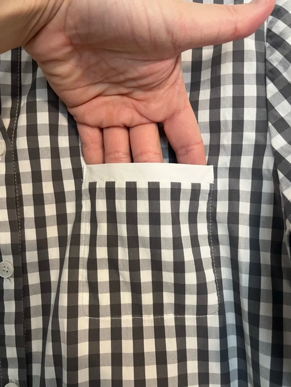 Lafayette 148 New York Gray and White Gingham Shirt - Picture 5 of 8